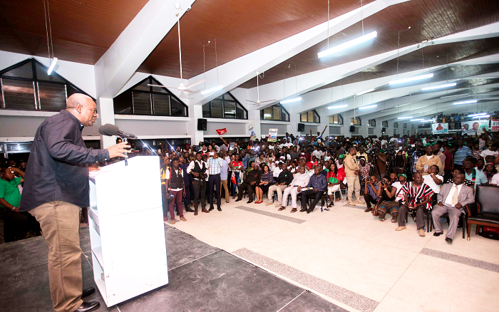  President Mahama addressing students at the University of Ghana, Legon